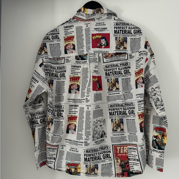 Material Girl Newspaper Print Button Down Shirt - Picture 2 of 4